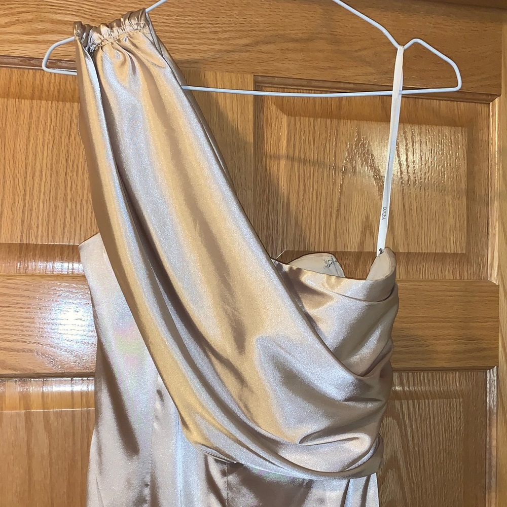 Gold one shoulder long dress